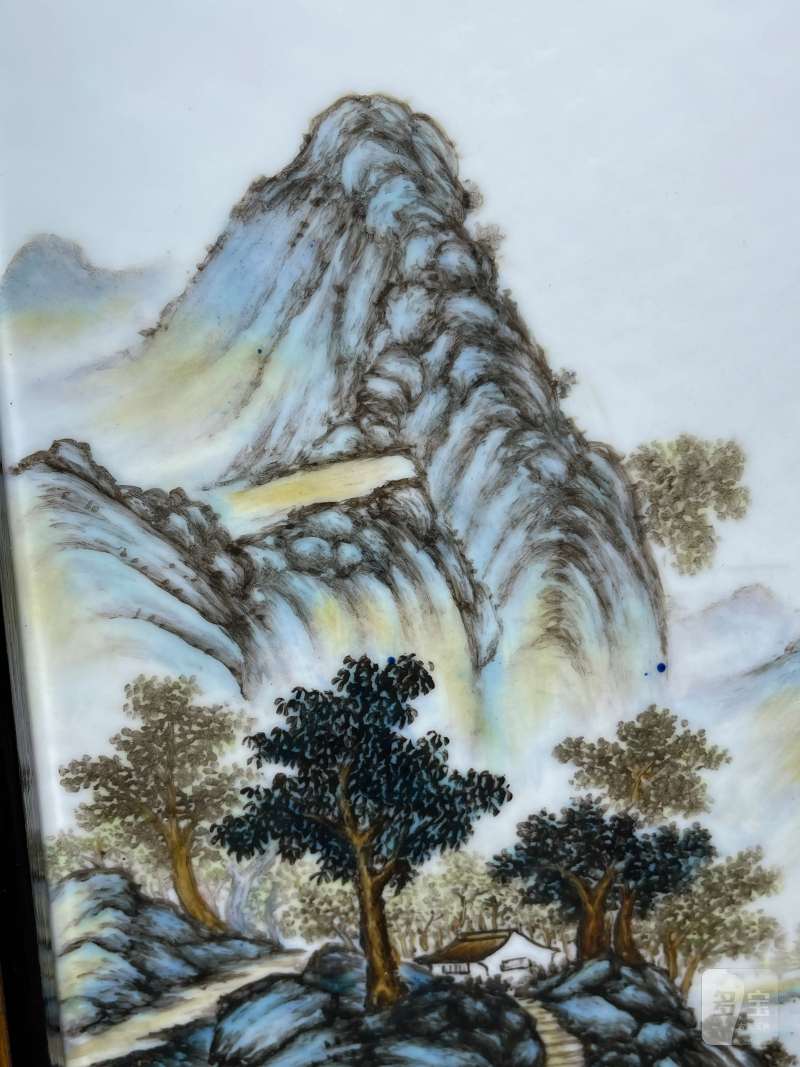 民国 邹岭画山水纹瓷板 - 图3